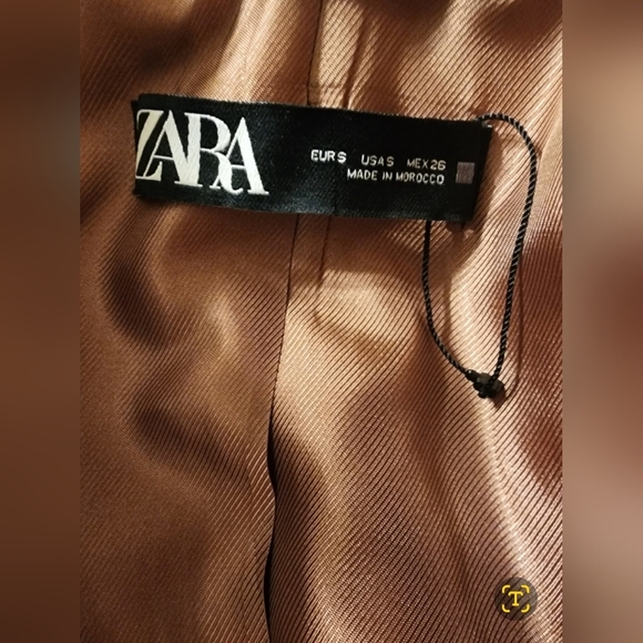 Zara NWOT,camel color,wool blazer with bronze color buttons - Picture 7 of 7